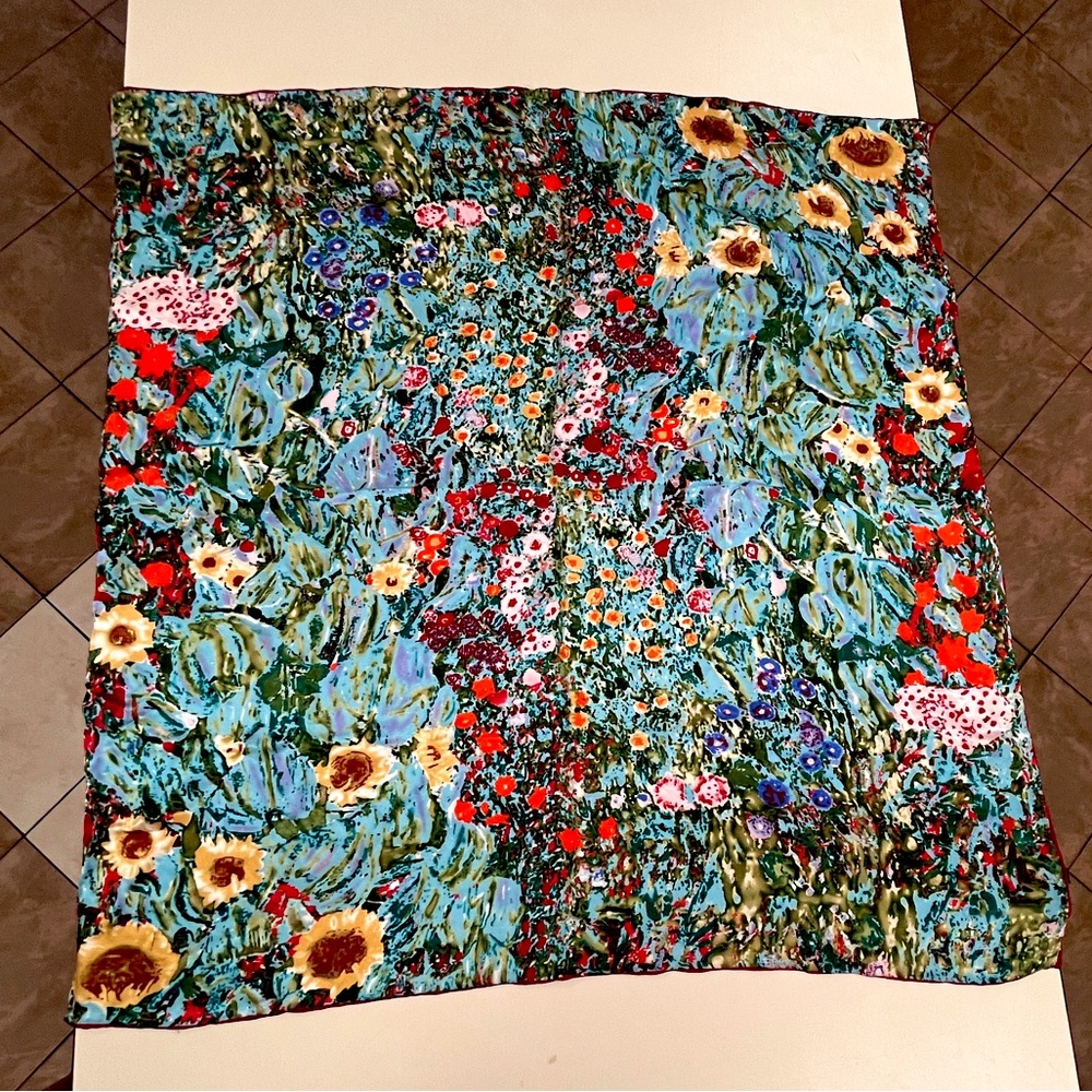 Klimt Sunflower Artwork 100% Silk Scarf